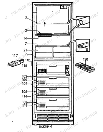 Взрыв-схема холодильника Electrolux ER3201B - Схема узла Internal parts